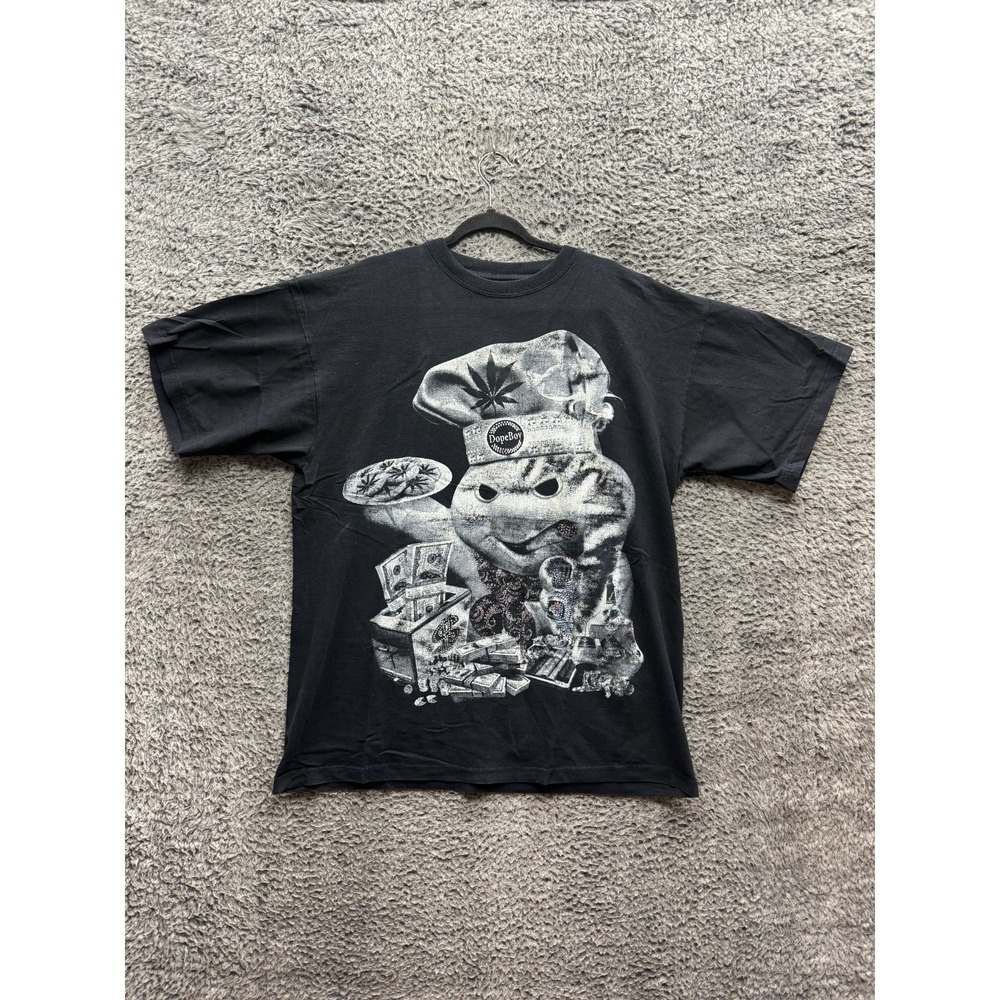 Vintage Dopeboy Graphic Cotton Crewneck Short Sleeve T-Shirt Black Mens Size XL